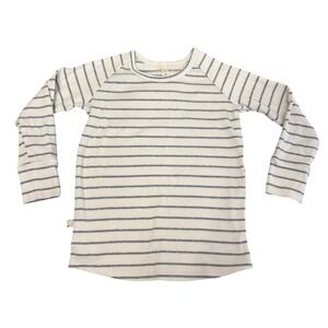 Childhoods Clothing Rib Knit Striped Top Kids 4T Long Sleeve Tee Cream Grey